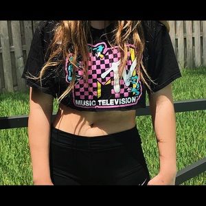 MTV Cropped black t shirt